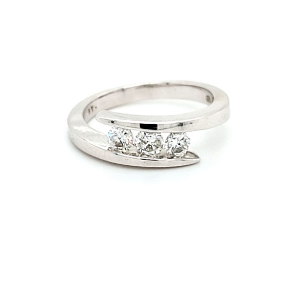 Picture of Three Stone White Gold Round Diamond Bypass Ring