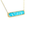 Picture of Yellow Gold Rectangle Amazonite Diamond Halo Necklace