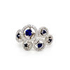 Picture of White Gold Round Sapphires Diamond Halos Ring