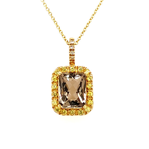 Picture of Yellow Gold Smoky Quartz & Yellow Sapphire Necklace