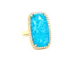 Picture of Yellow Gold Rectangle Amazonite Diamond Halo Ring