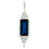 Picture of White Gold Rectangle London Blue Topaz Fancy Diamond Halo Necklace