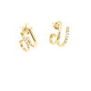 Picture of Yellow Gold Diamond J Double Hoop Earrings